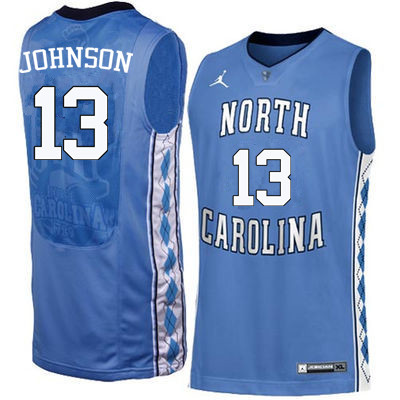 Men #13 Cameron Johnson North Carolina Tar Heels College Basketball Jerseys Sale-Blue